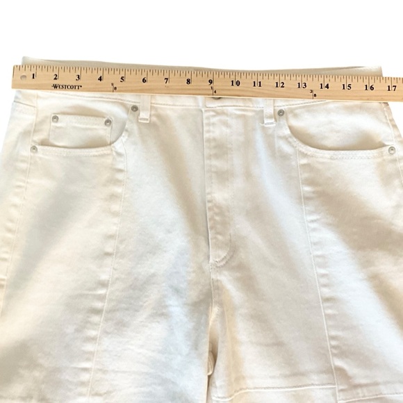 West of Melrose High Rise Patchwork Flare Jeans in Off White Ivory - Picture 11 of 16